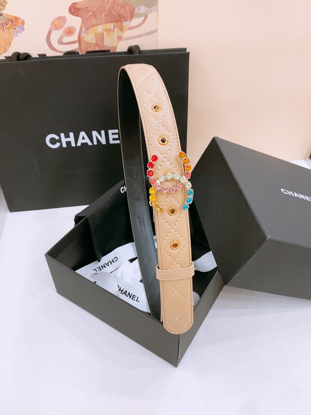 Chanel Ceremonial Belt: Classic Leather Design with Gold Double-C Buttons, 3.0cm Width - 图片 1