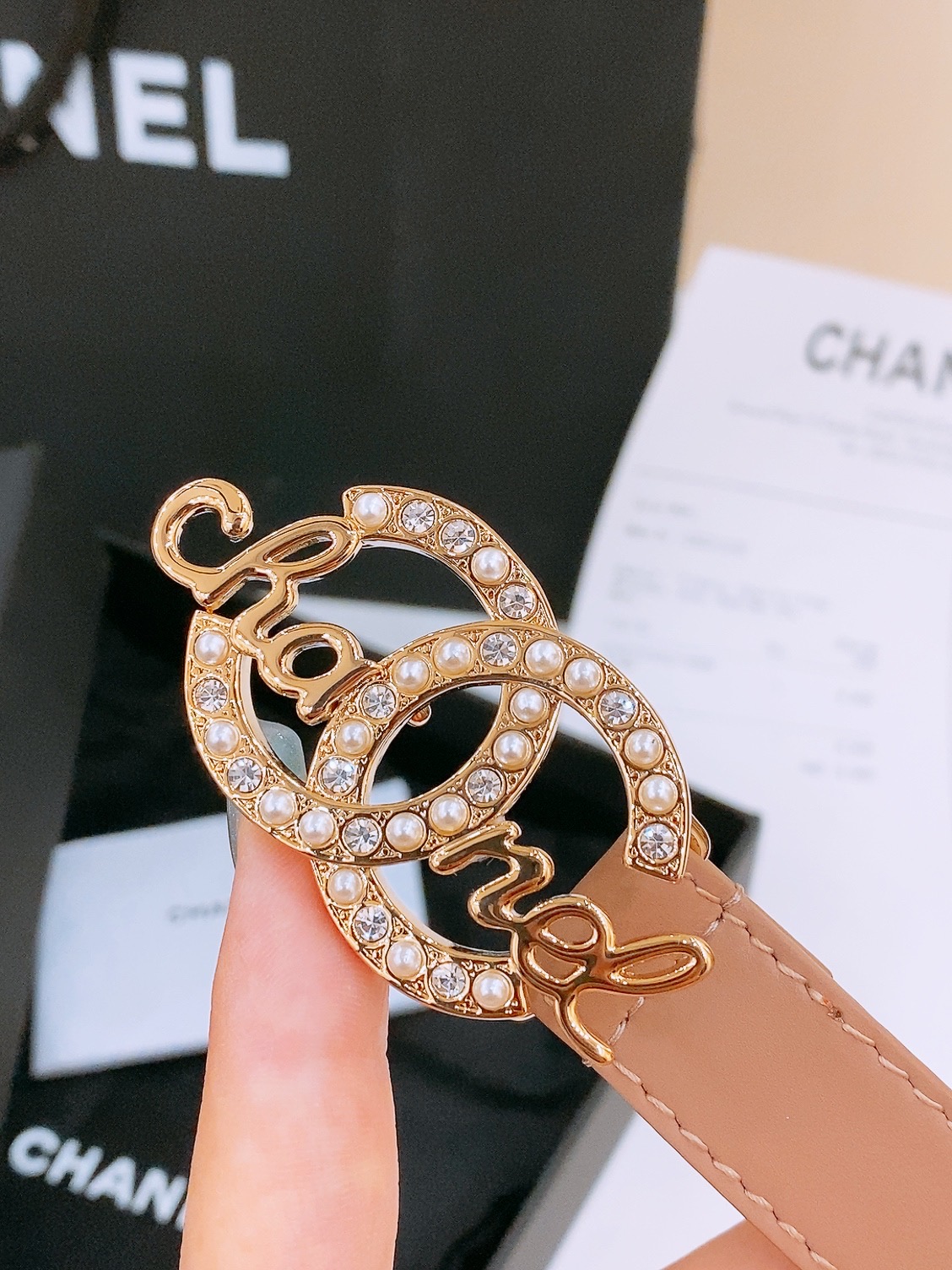 -Chanel 小牛皮 与 羊皮 黄铜金属 手感柔软 舒适 2.0cm 