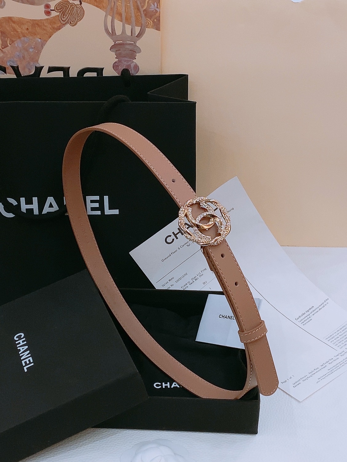 -Chanel 小牛皮 与 羊皮 黄铜金属 手感柔软 舒适 2.0cm 