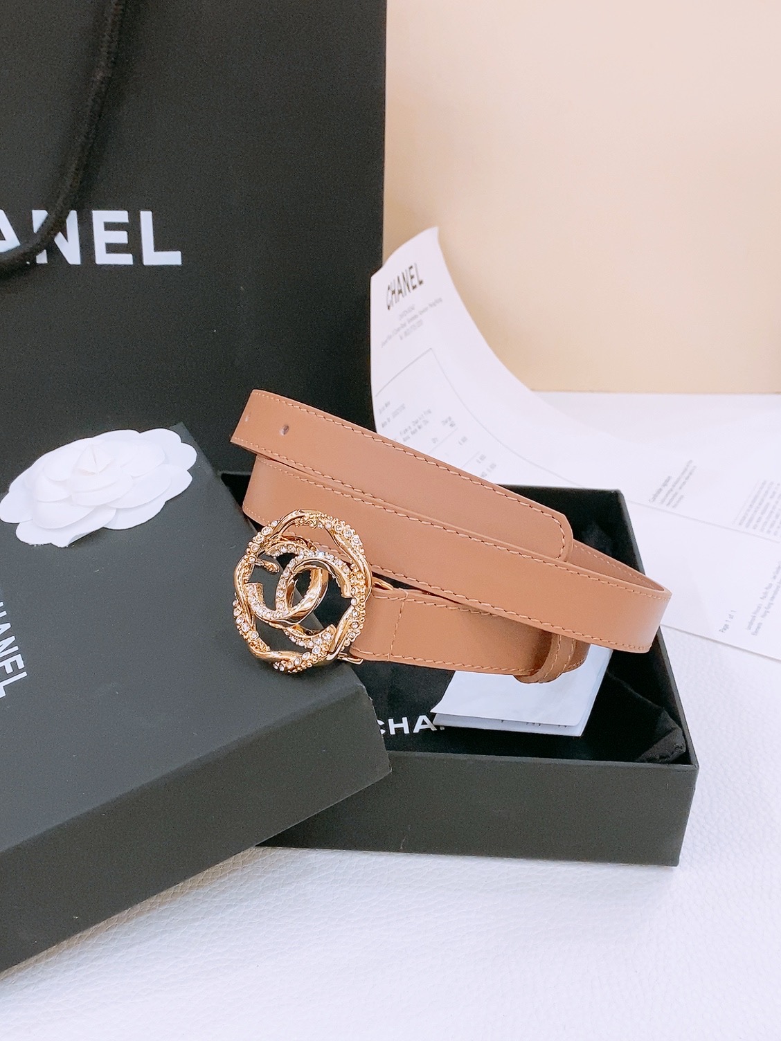 -Chanel 小牛皮 与 羊皮 黄铜金属 手感柔软 舒适 2.0cm 