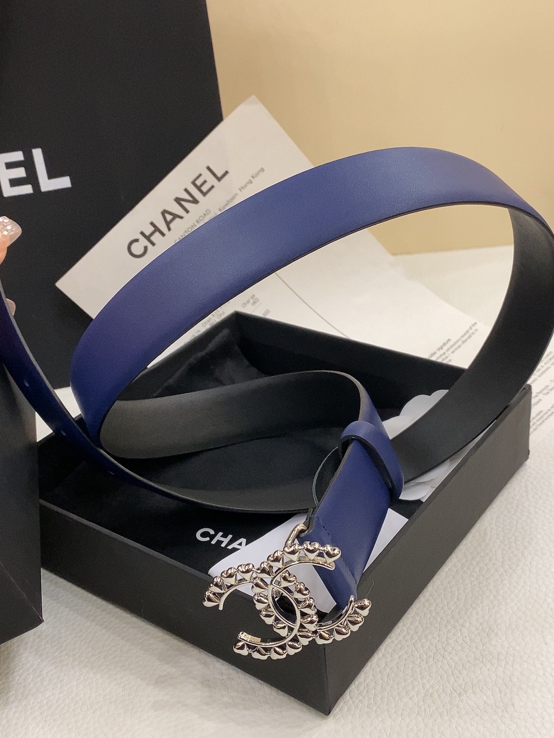 -Chanel 小牛皮 与 羊皮 黄铜金属 手感柔软 舒适 2.0cm 