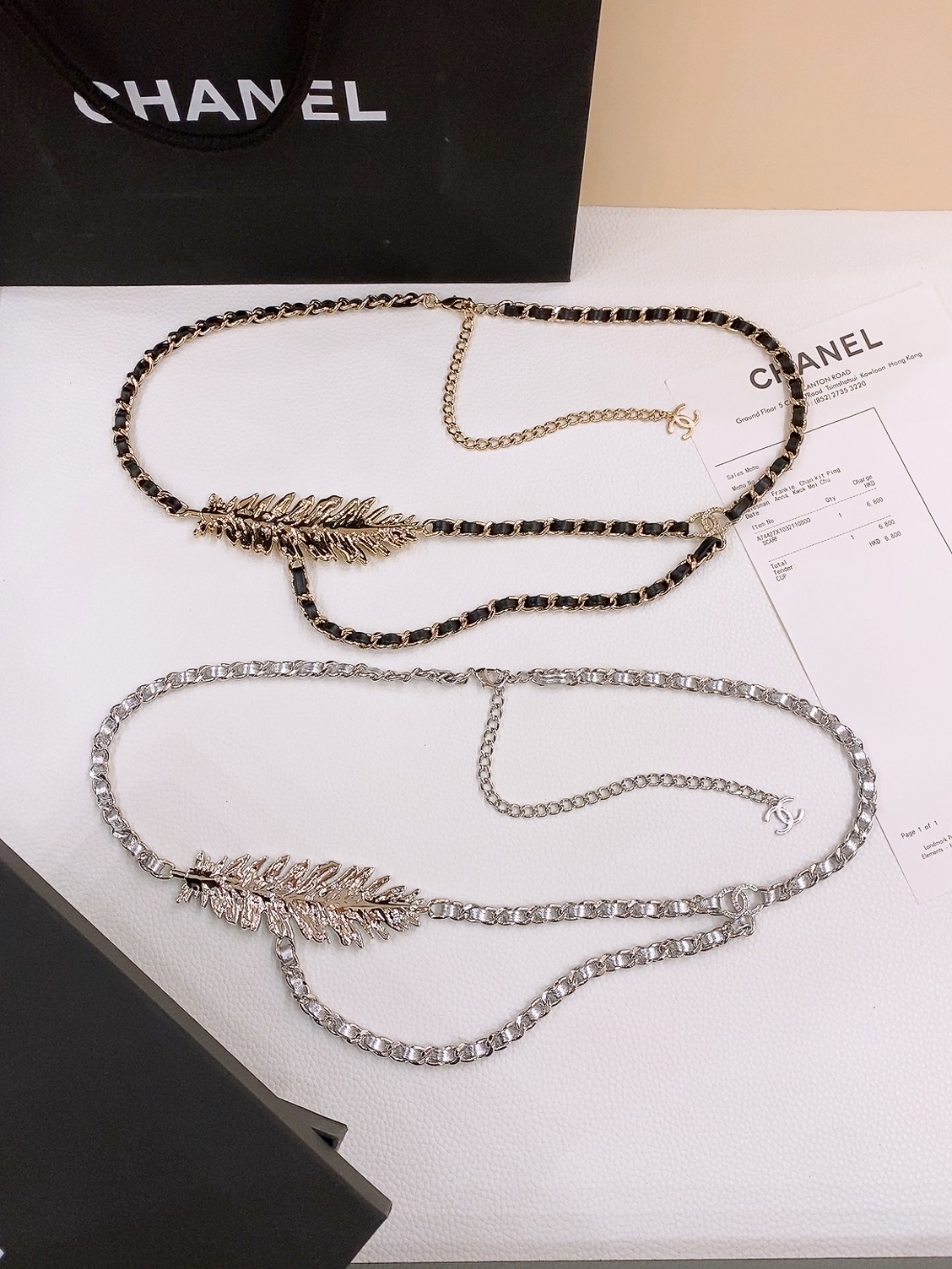 -chanel 金树叶 银树叶腰链 最新款