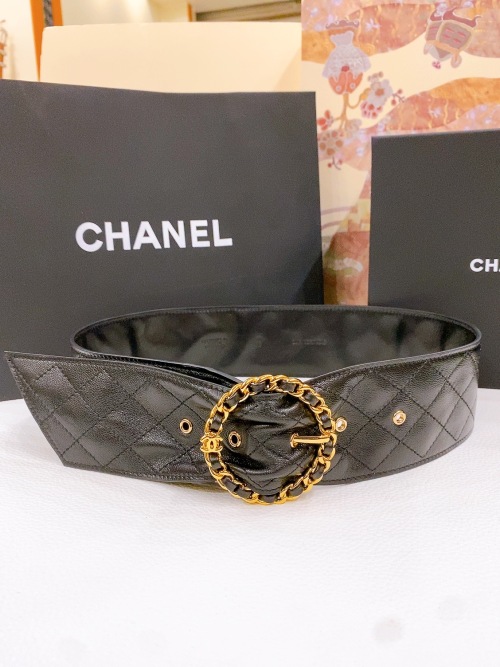 Chanel Black Leather Belt with Gold Chain Buckle | 4.0cm Width 1 Chanel Black Leather Belt with Gold Chain Buckle | 4.0cm Width