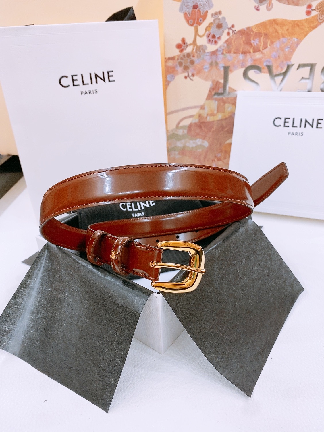 -Celine 凯旋门新款针扣腰带
超简约大气的腰带2.5精品，顶级进口牛皮制作，牛皮搭配牛仔，搭配黄铜