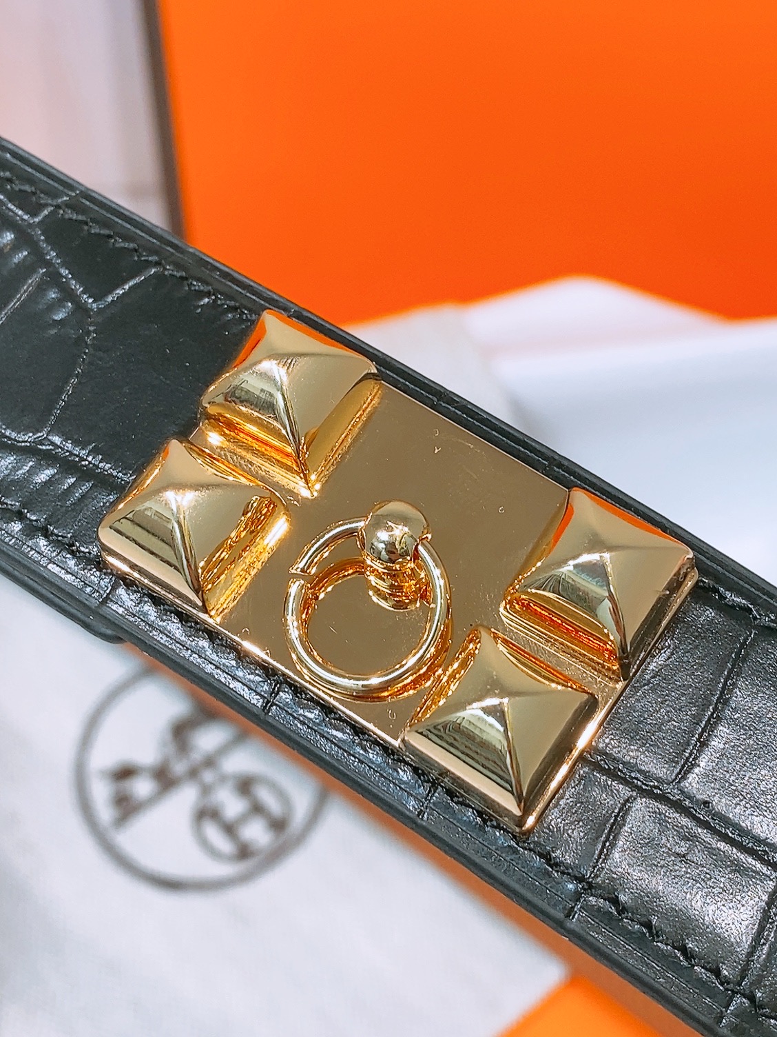 Hermès Collier de Chien 32mm Black Alligator Leather Belt with Gold Hardware 7 i1758042773130 9695 0 5