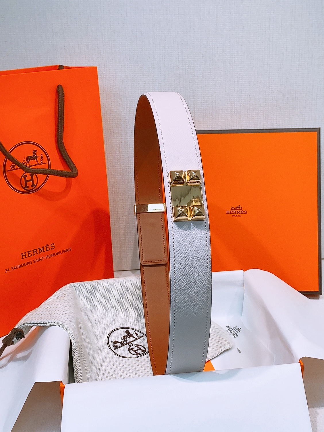 Hermès Collier de Chien White Epsom Leather Belt with Gold Hardware, 32 mm 8 i1758042798931 5985 0 7