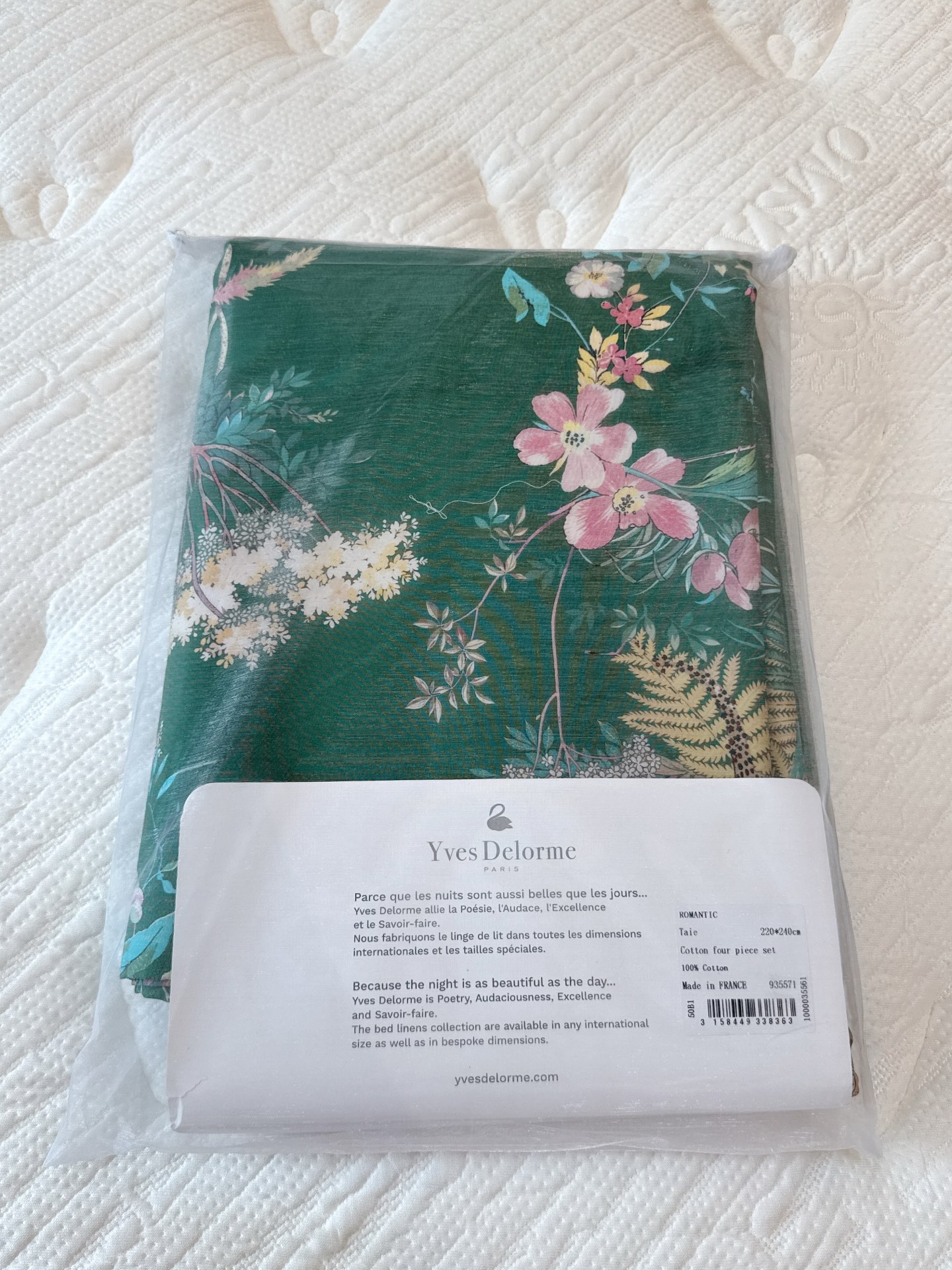 The latest vintage green printed four piece set from Yves Delorme2026 is 3