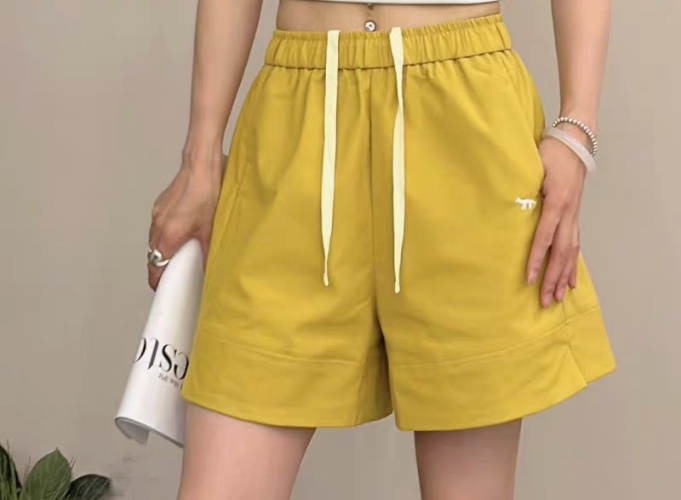 Women's High Waist A-Line Embroidered Casual Shorts with Drawstring 1 Women's High Waist A-Line Embroidered Casual Shorts with Drawstring
