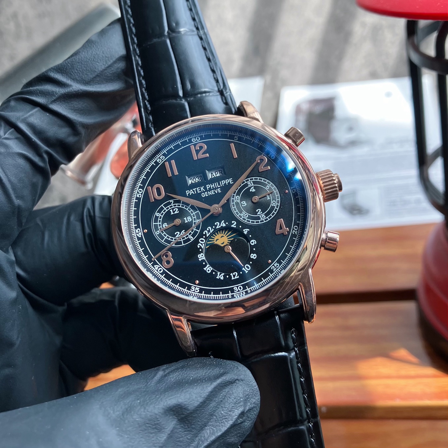 파텍필립 투르비용 드래곤 다이얼 자동 레더스트랩 스틸 레플리카 44145 Patek Philippe 이미지 5