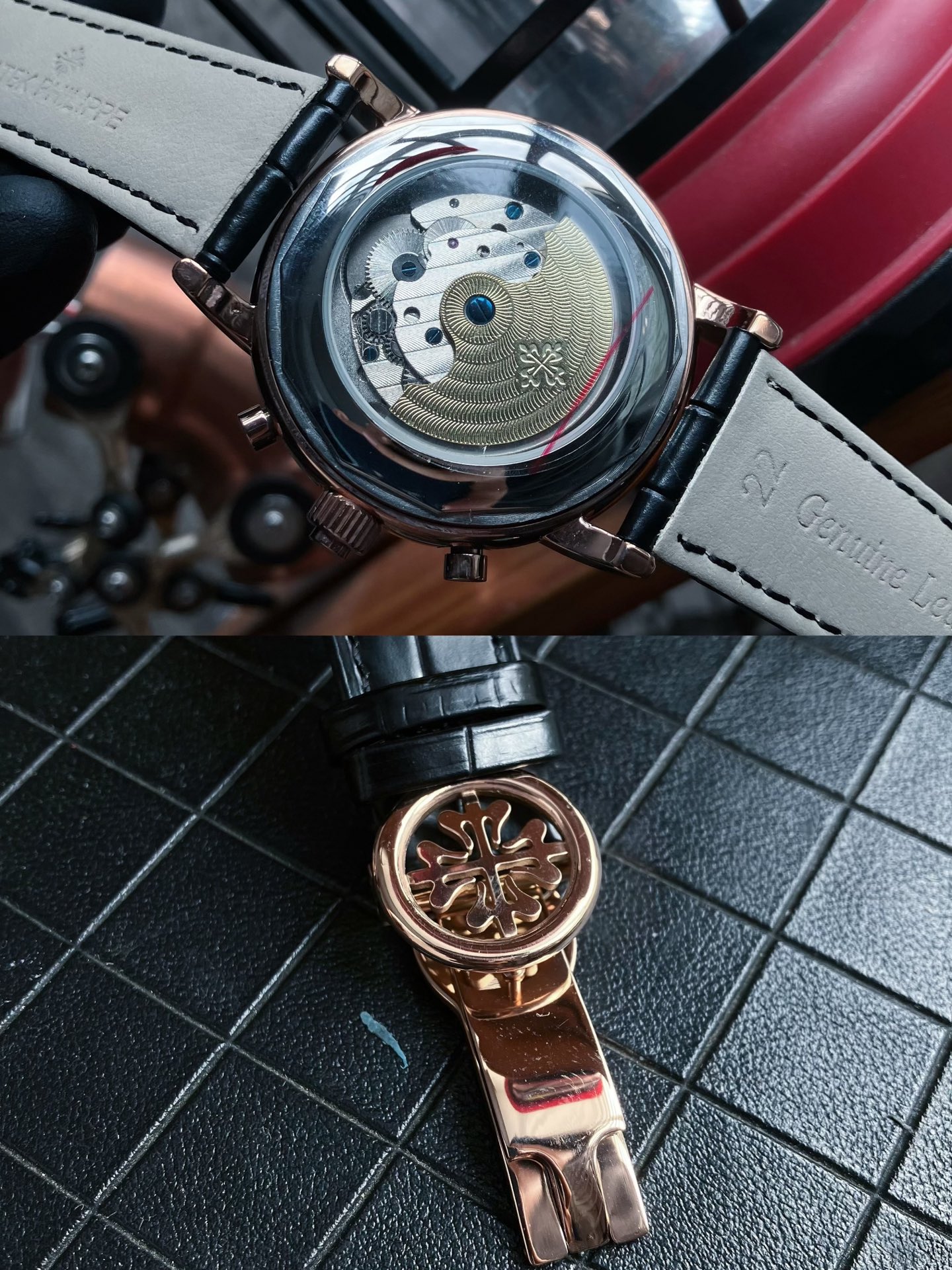 파텍필립 투르비용 드래곤 다이얼 자동 레더스트랩 스틸 레플리카 44145 Patek Philippe 이미지 9