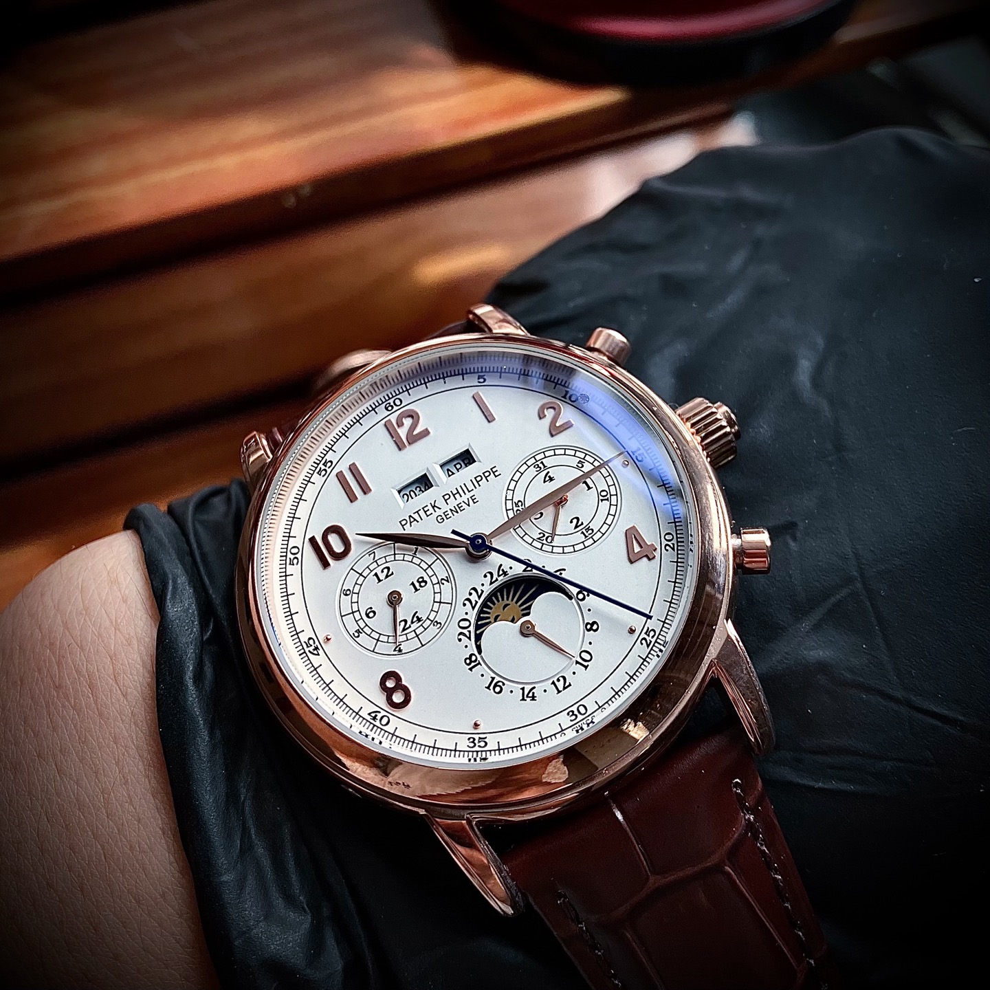 파텍필립 투르비용 드래곤 다이얼 자동 레더스트랩 스틸 레플리카 44145 Patek Philippe 이미지 7