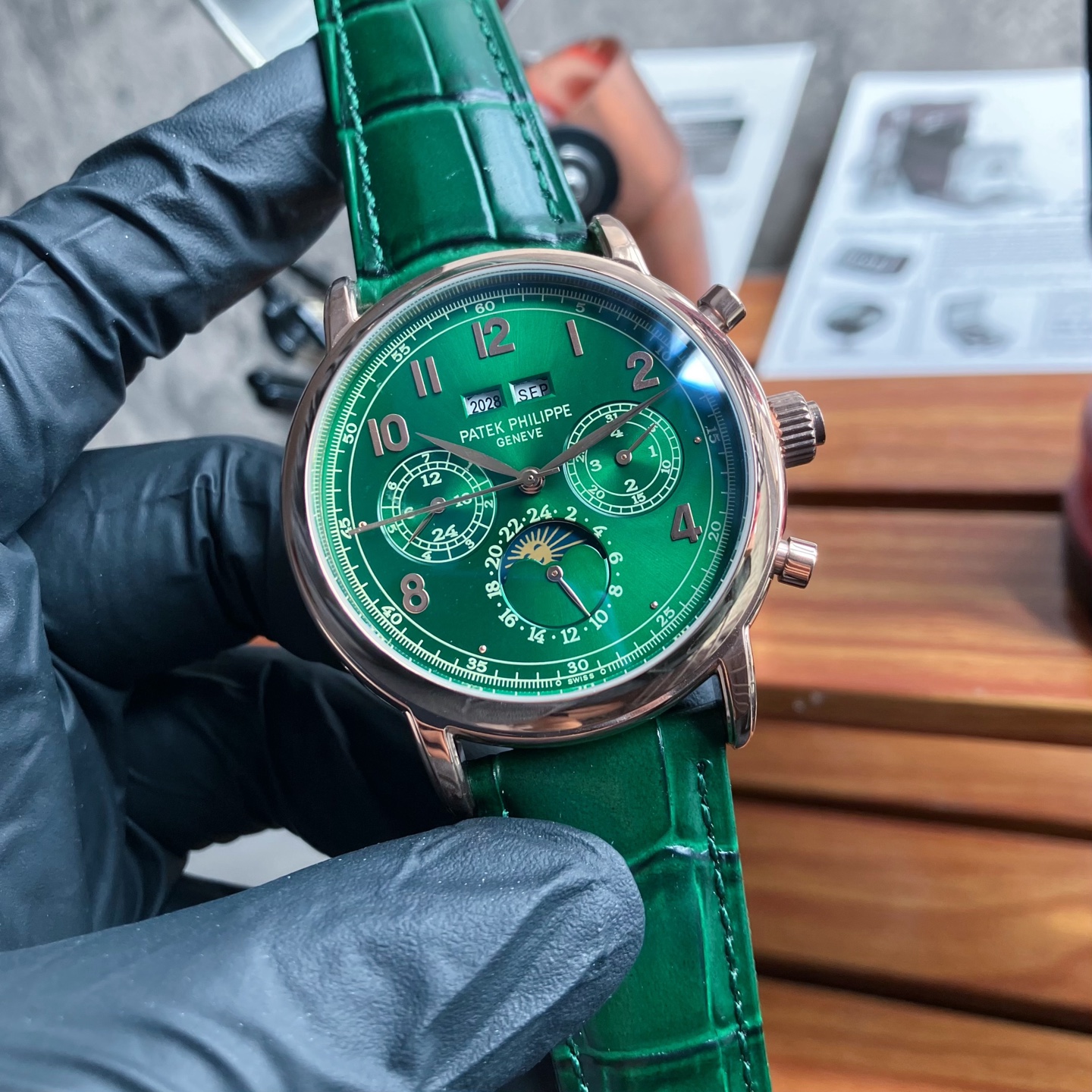 파텍필립 투르비용 드래곤 다이얼 자동 레더스트랩 스틸 레플리카 44145 Patek Philippe 이미지 3