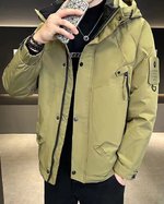 Descente Store
 Clothing Coats & Jackets Down Jacket AAAA Quality Replica
 Black Coffee Color Green White Duck Down Winter Collection Fashion Hooded Top
