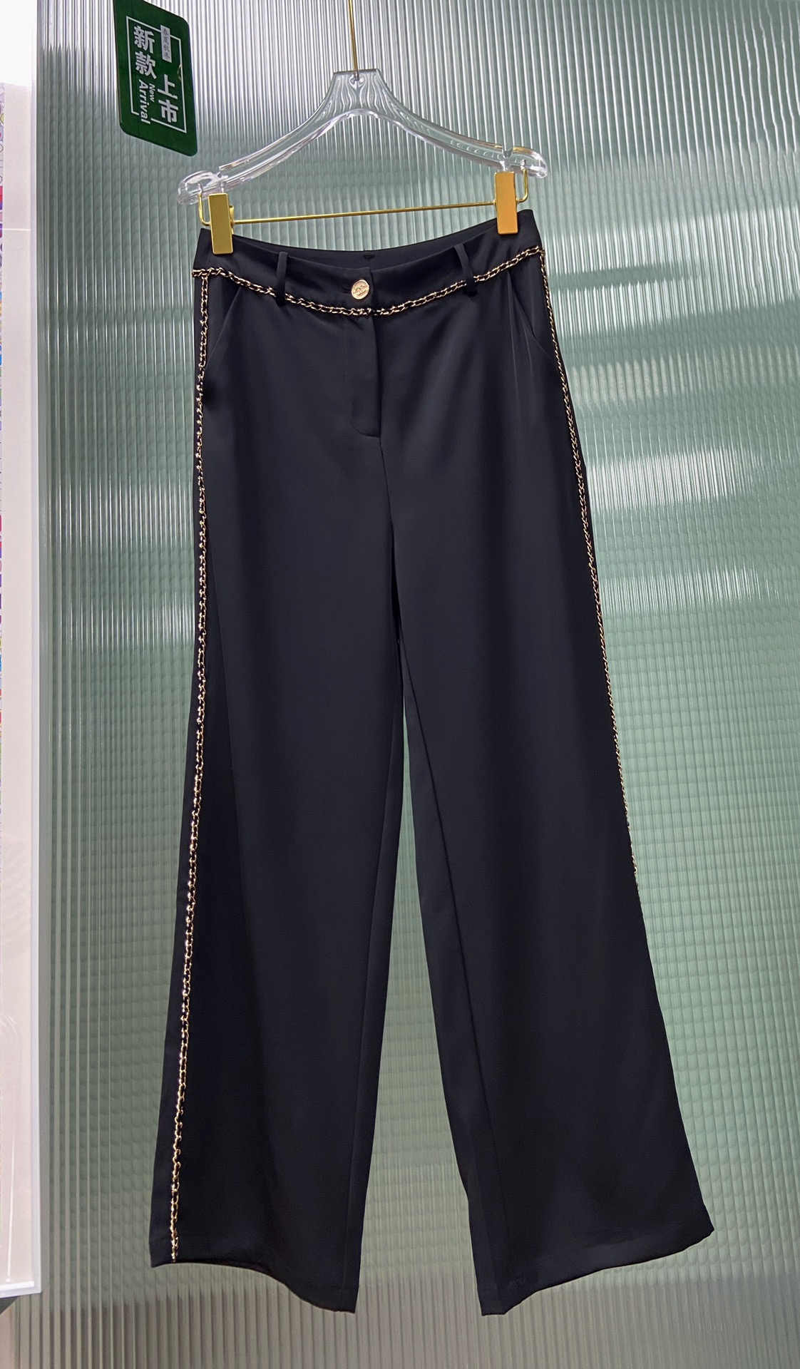 小香CHAN*L24新款拼接链条休闲裤，时尚单品上身满满的潮流风视觉，面料舒适有型，单色SML@zewqs5