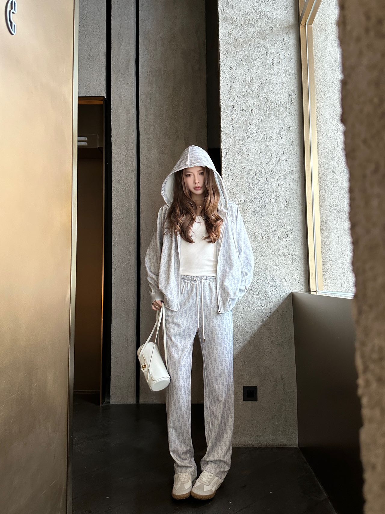 Dior White Hooded Jacket and Pants Set