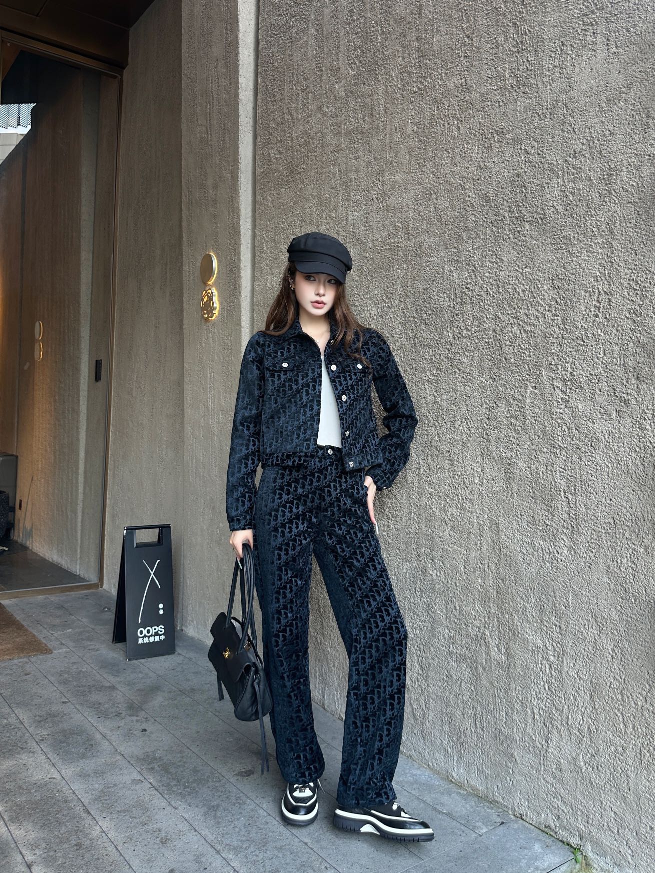Dior Navy Patterned Jacket and Pants Set