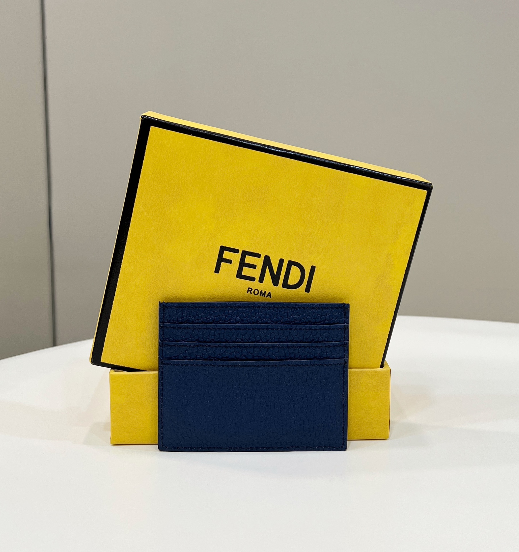 [Fendi Wallets]Silk screen blue Litchi pattern leather card bag silk screen Si