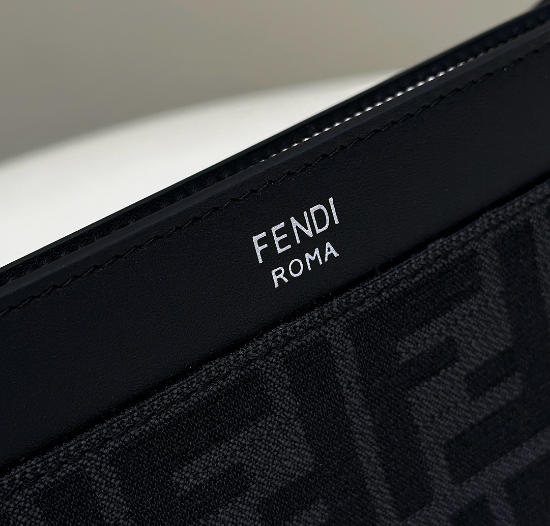 Fendi Roma Black Fabric Clutch with Leather Trim - 30x20 cm 6 i1712475856 6303 4