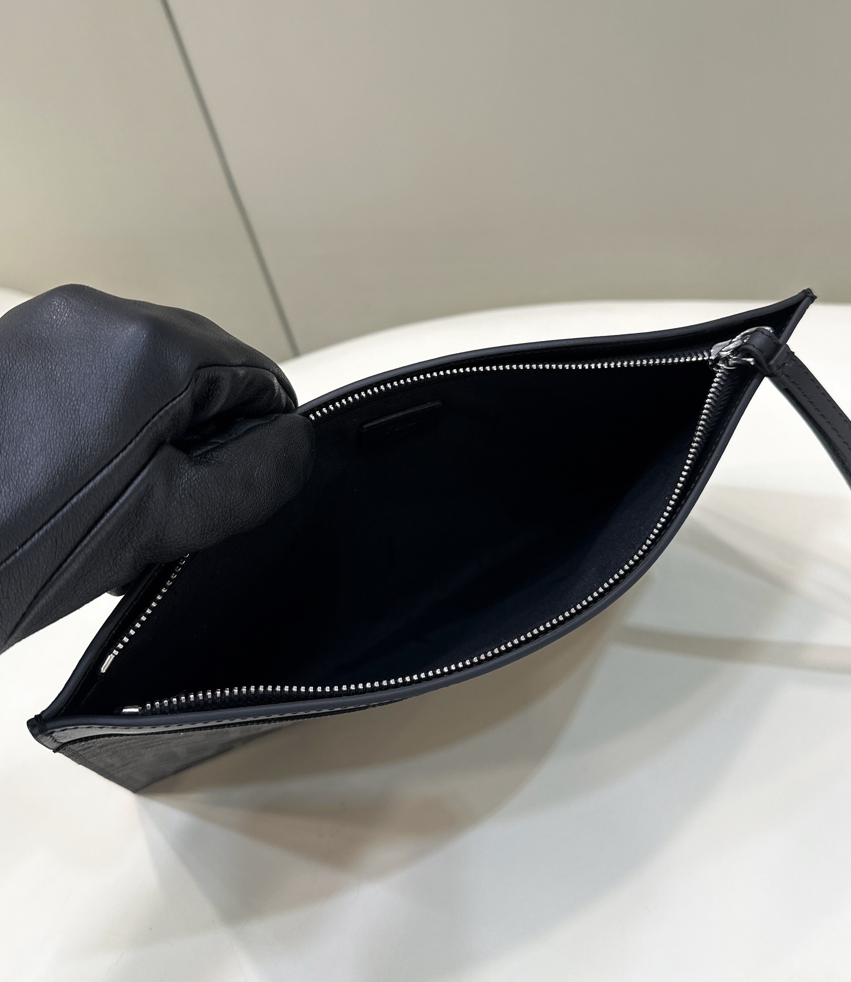 Fendi Roma Black Fabric Clutch with Leather Trim - 30x20 cm 10 i1712475856 9090 6