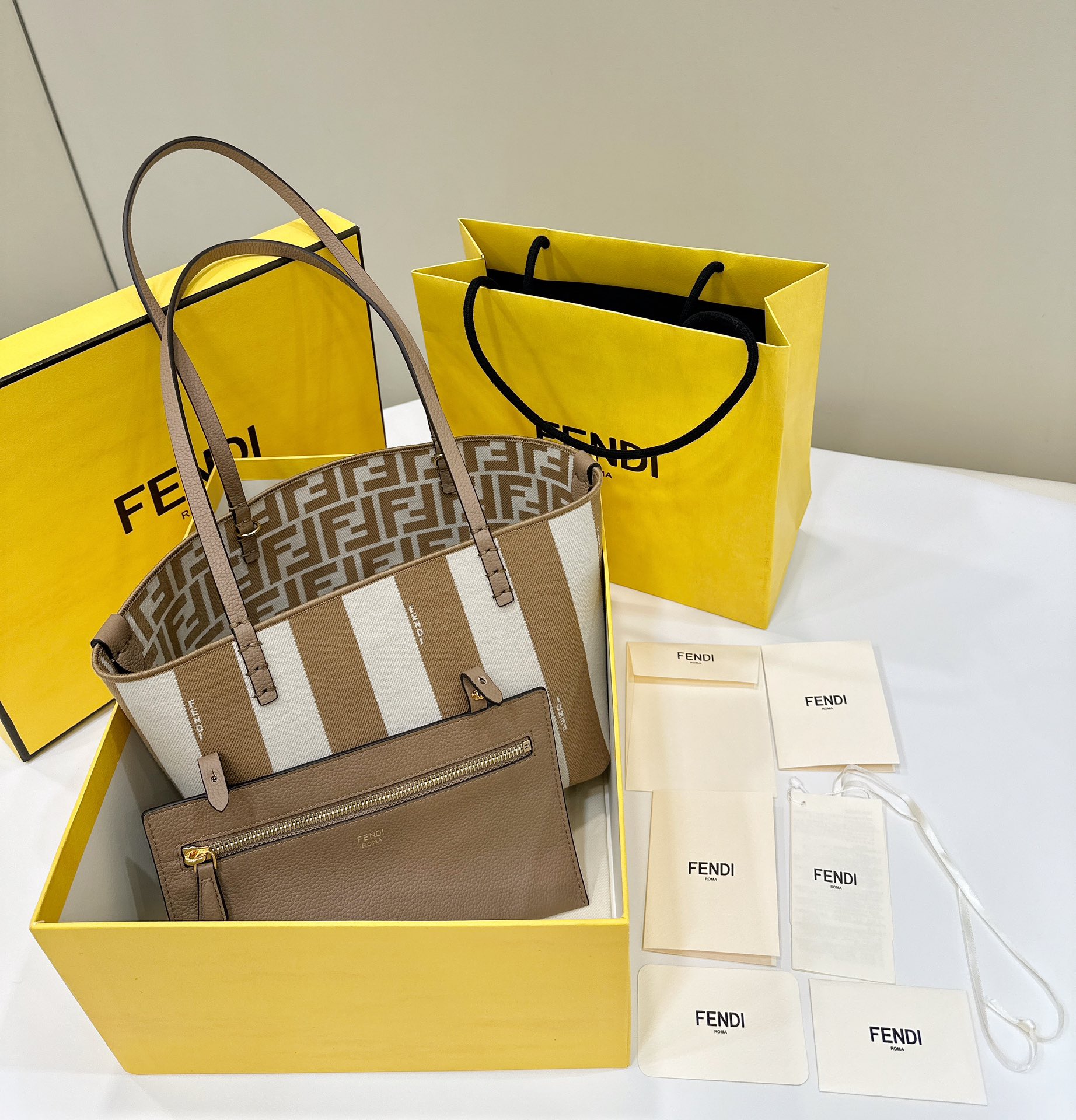 Fendi Tote Bags Apricot Color