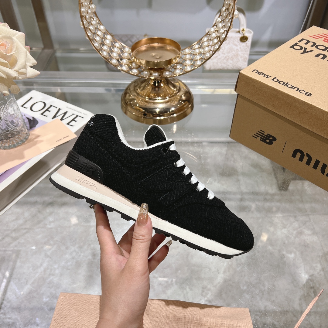 Factory 310Miumiu x New Balance 574 co-branded white shoes NB lace-up casual trainers running shoes 