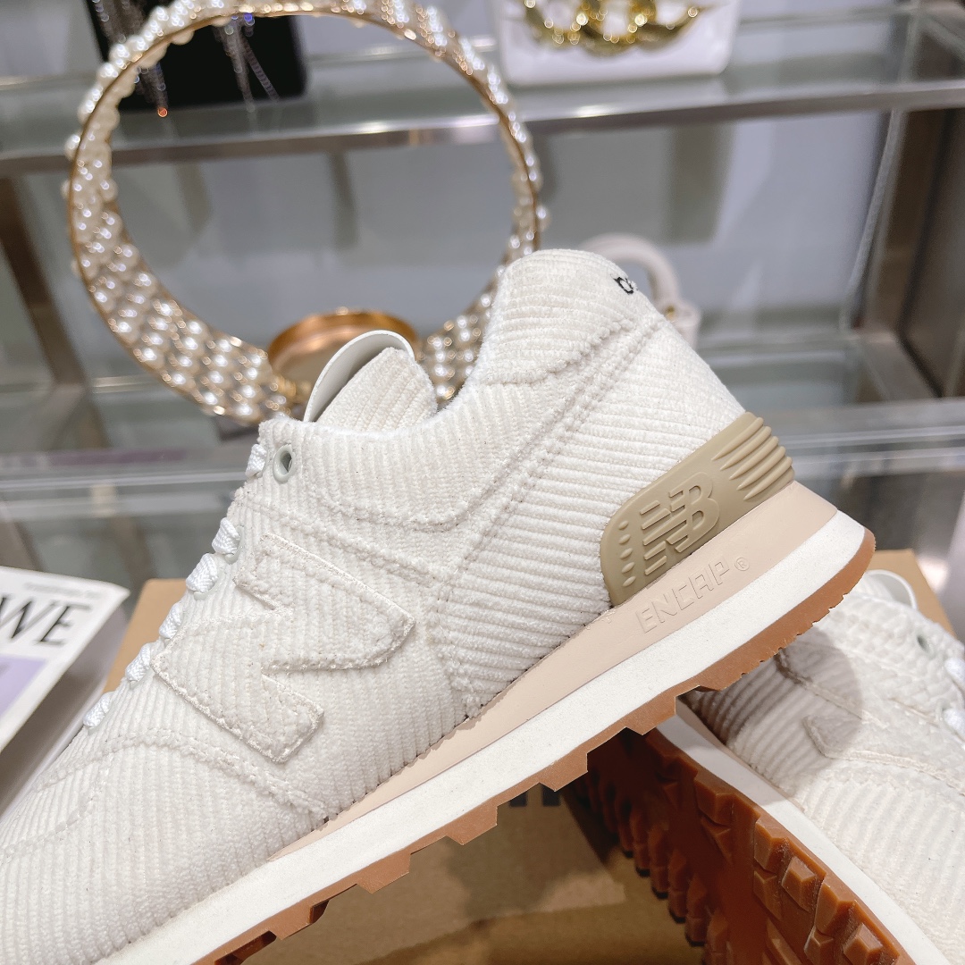 Factory 310Miumiu x New Balance 574 co-branded white shoes NB lace-up casual trainers running shoes 