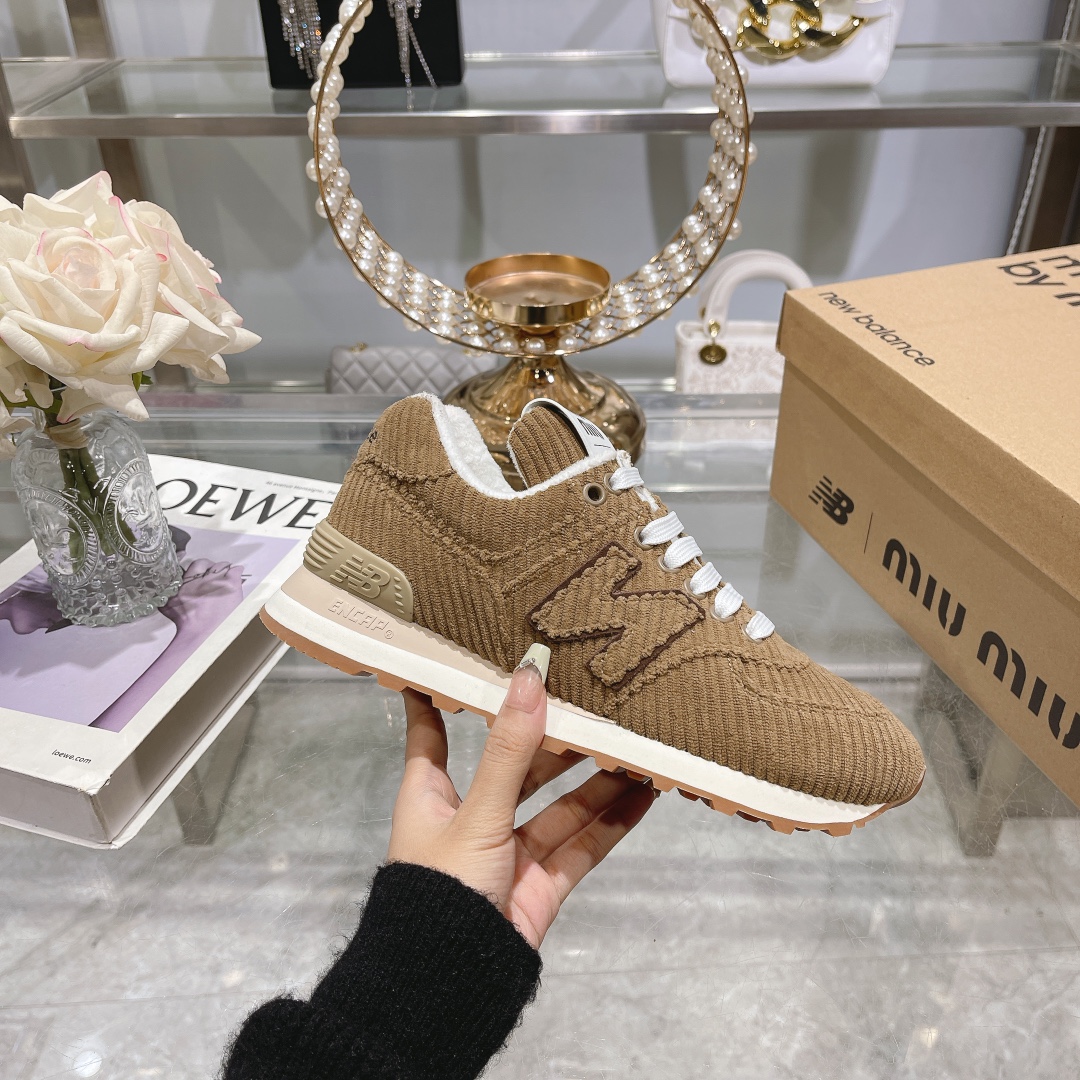 Factory 310Miumiu x New Balance 574 co-branded white shoes NB lace-up casual trainers running shoes 