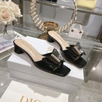 Dior Sandals Single Layer Shoes Slippers Genuine Leather Patent Sheepskin Spring/Summer Collection Vintage