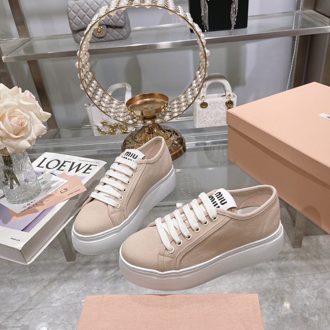 270miumiu miu miu - 24P nueva cuenta zapatos de tela, zapatos de fondo grueso, entrenadores casuales