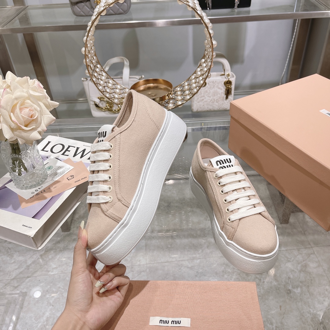 270miumiu miu miu - 24P nueva cuenta zapatos de tela, zapatos de fondo grueso, entrenadores casuales