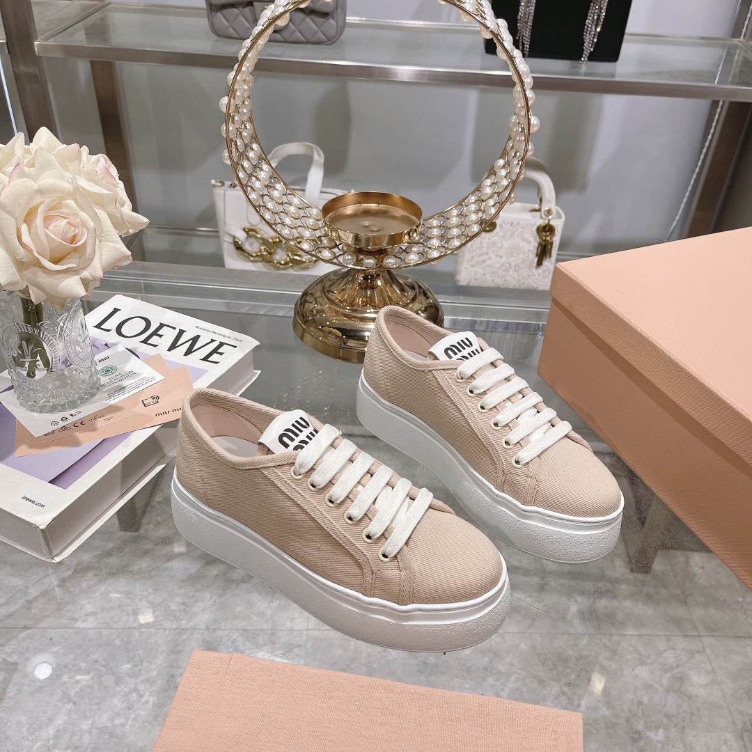 270miumiu miu miu - 24P nueva cuenta zapatos de tela, zapatos de fondo grueso, entrenadores casuales