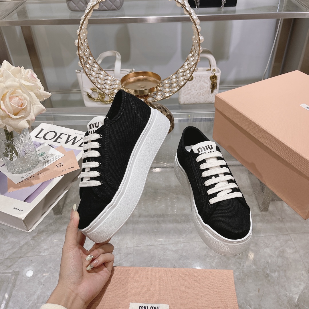 270miumiu miu miu - 24P nueva cuenta zapatos de tela, zapatos de fondo grueso, entrenadores casuales