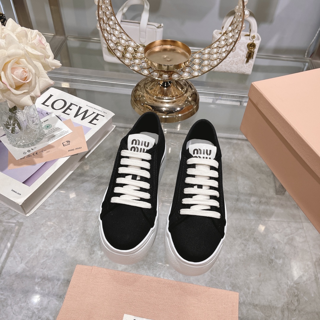 270miumiu miu miu - 24P nueva cuenta zapatos de tela, zapatos de fondo grueso, entrenadores casuales