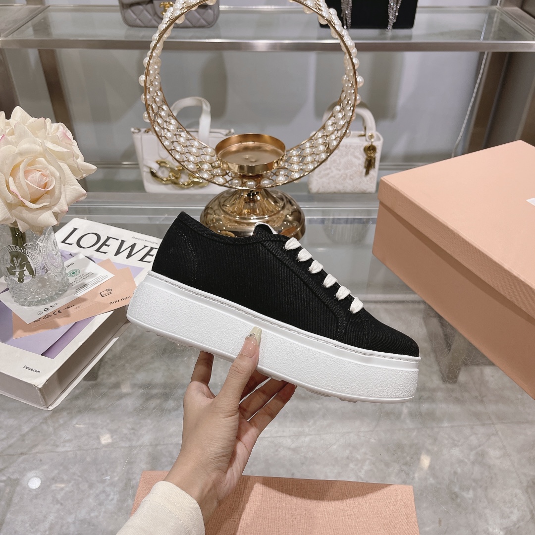 270miumiu miu miu - 24P nueva cuenta zapatos de tela, zapatos de fondo grueso, entrenadores casuales