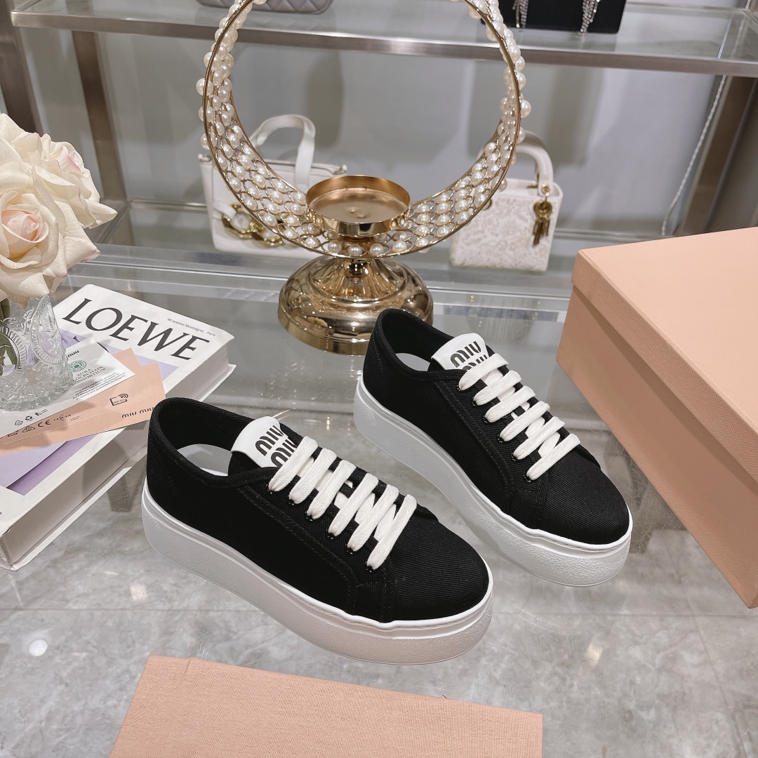 270miumiu miu miu - 24P nueva cuenta zapatos de tela, zapatos de fondo grueso, entrenadores casuales