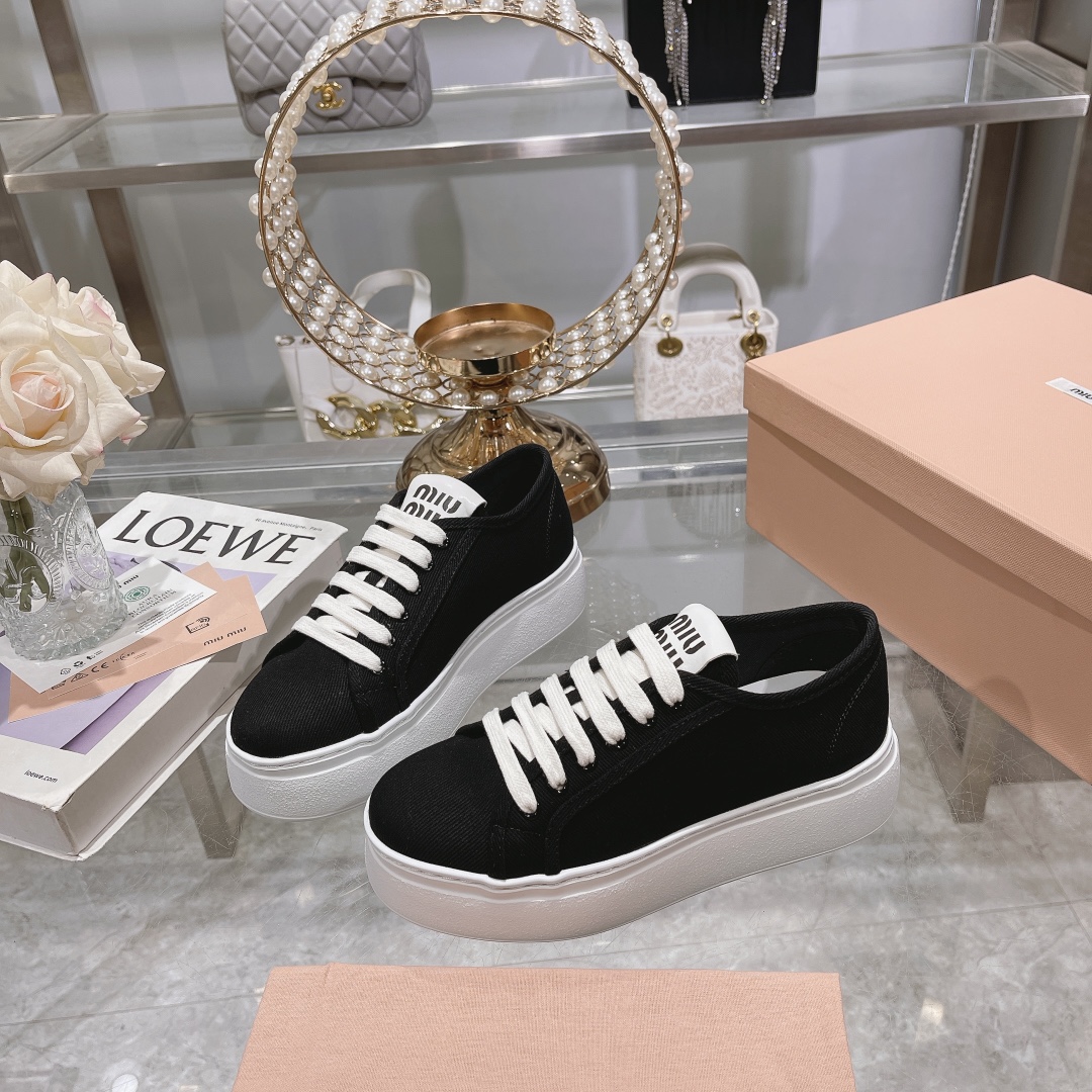 270miumiu miu miu - 24P nueva cuenta zapatos de tela, zapatos de fondo grueso, entrenadores casuales