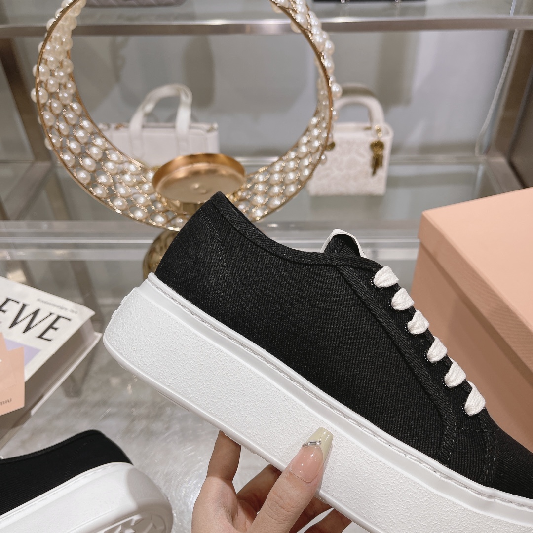 270miumiu miu miu - 24P nueva cuenta zapatos de tela, zapatos de fondo grueso, entrenadores casuales