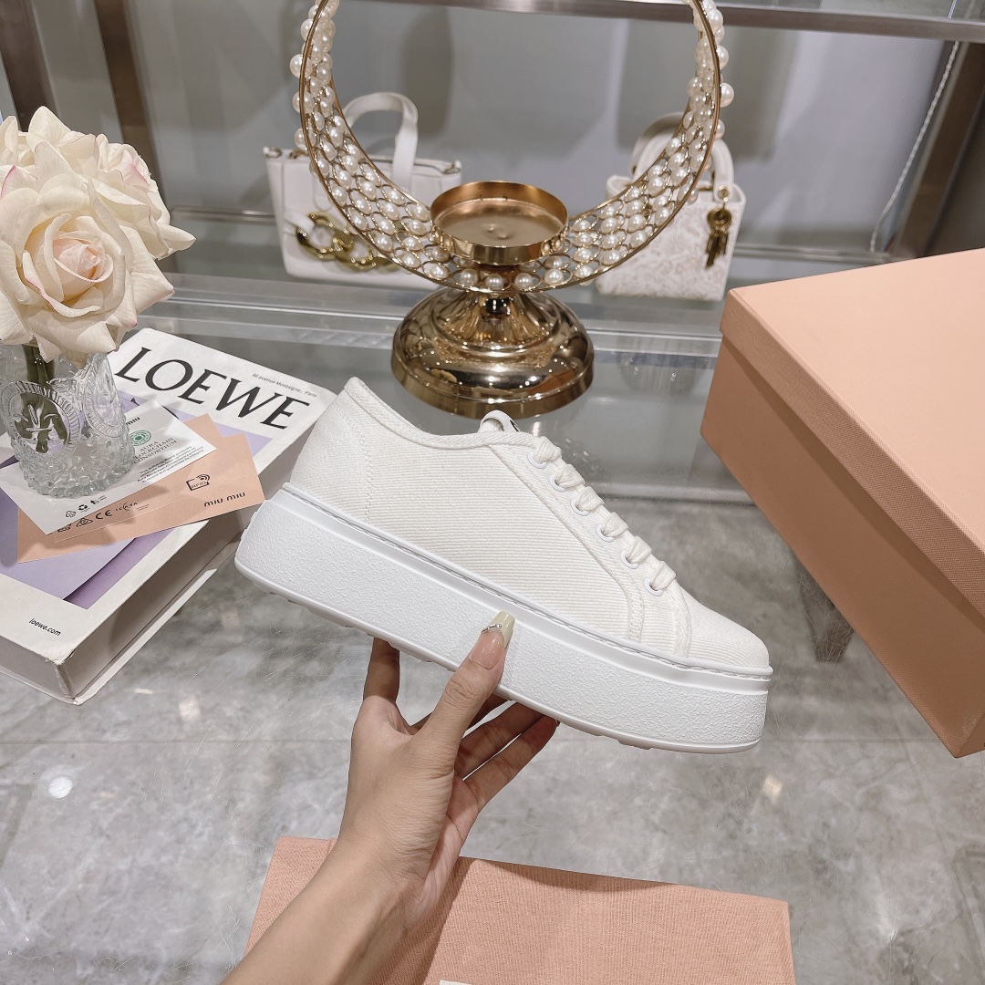 270miumiu miu miu - 24P nueva cuenta zapatos de tela, zapatos de fondo grueso, entrenadores casuales
