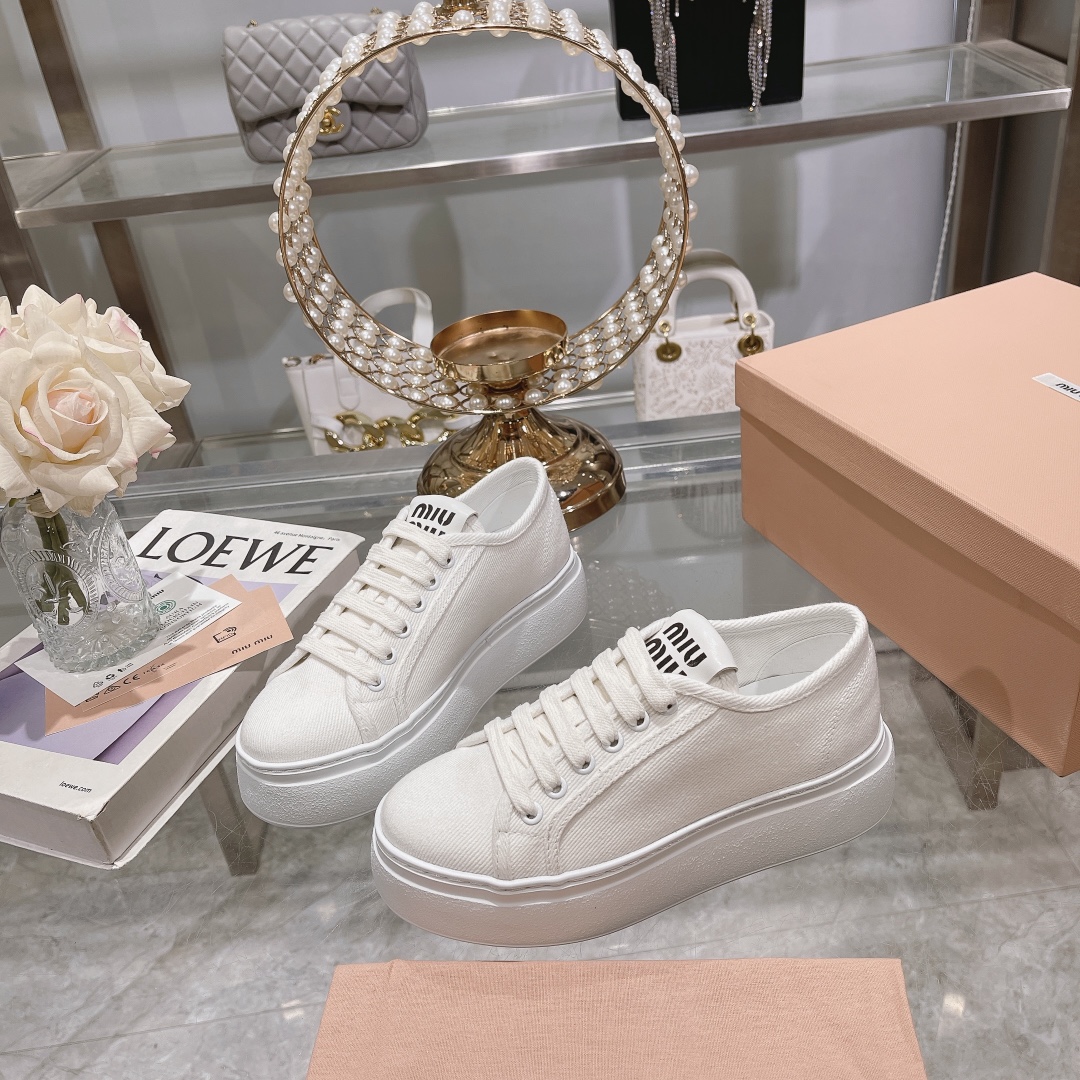 270miumiu miu miu - 24P nueva cuenta zapatos de tela, zapatos de fondo grueso, entrenadores casuales