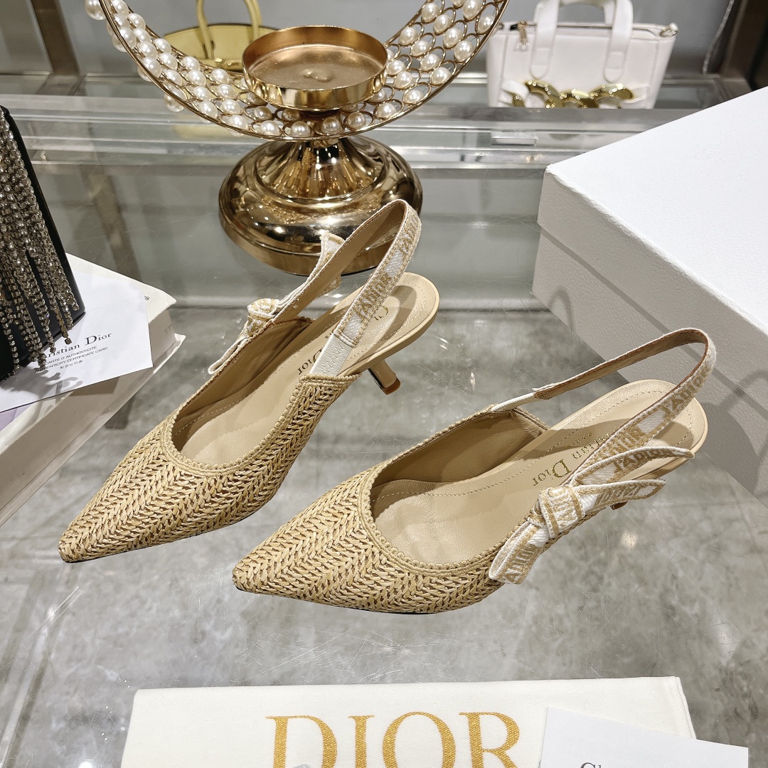 Dior High Heel Pumps Sandals Single Layer Shoes Weave Summer Collection