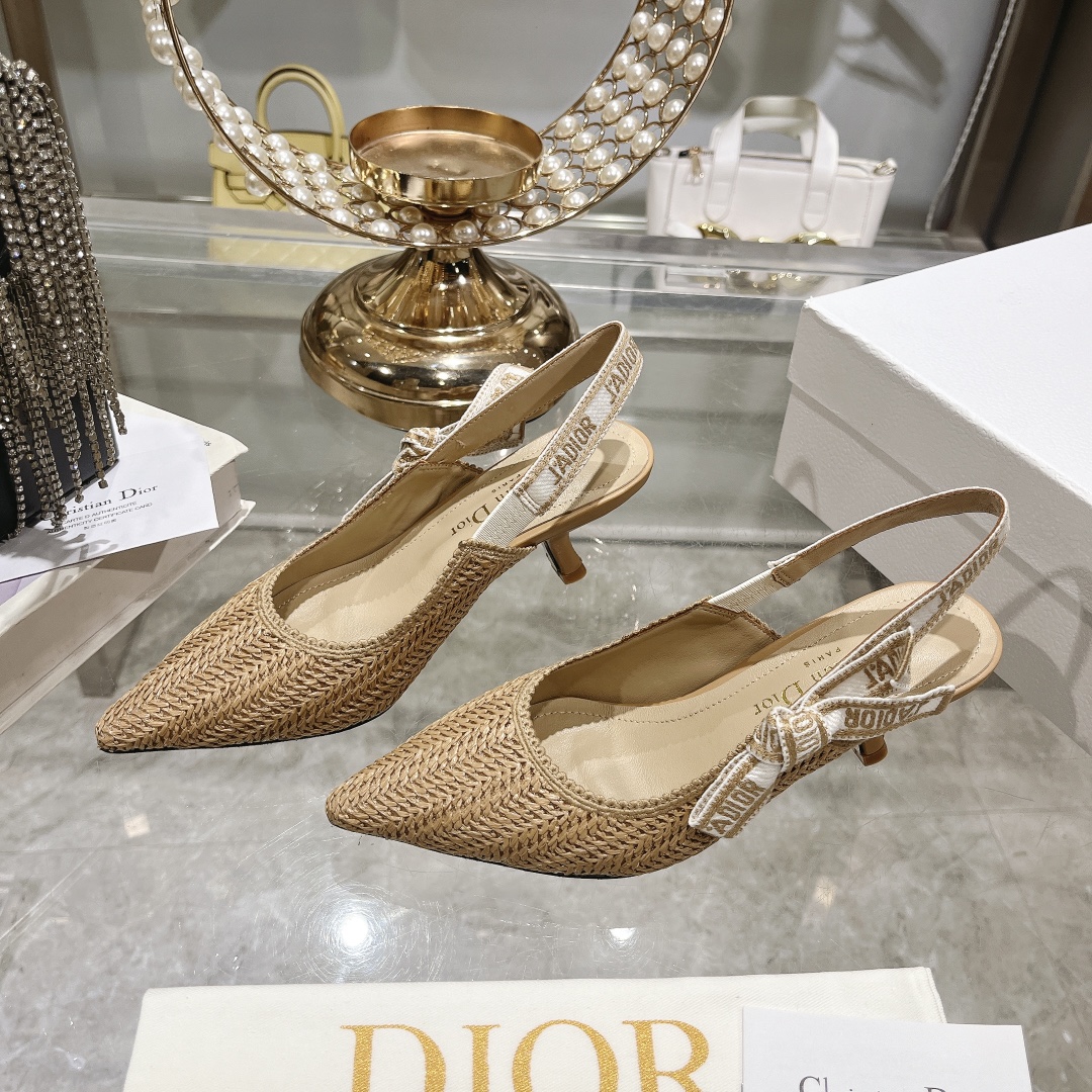 Dior High Heel Pumps Sandals Single Layer Shoes Weave Summer Collection