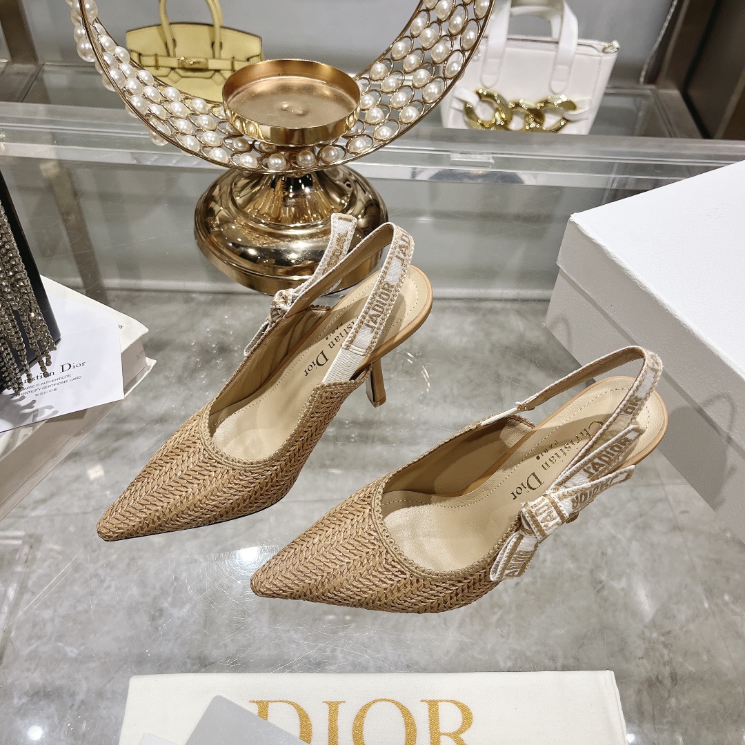 mirror quality
 Dior High Heel Pumps Sandals Single Layer Shoes Weave Summer Collection