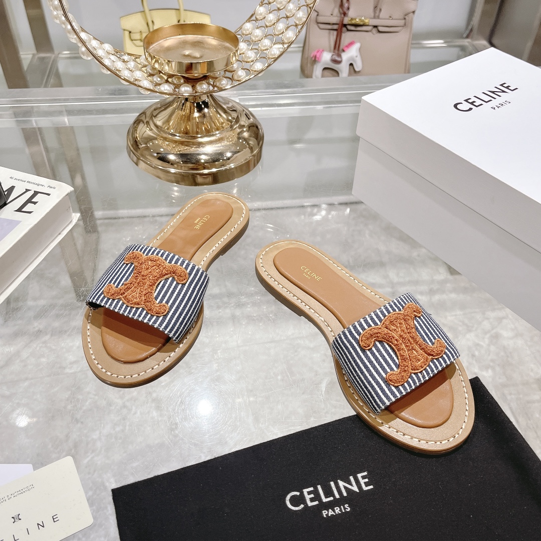 Celine 2025 Spring/Summer New Embroidered Beach Sandals Comfortable and Stylish 3 i1717261820 3751 6