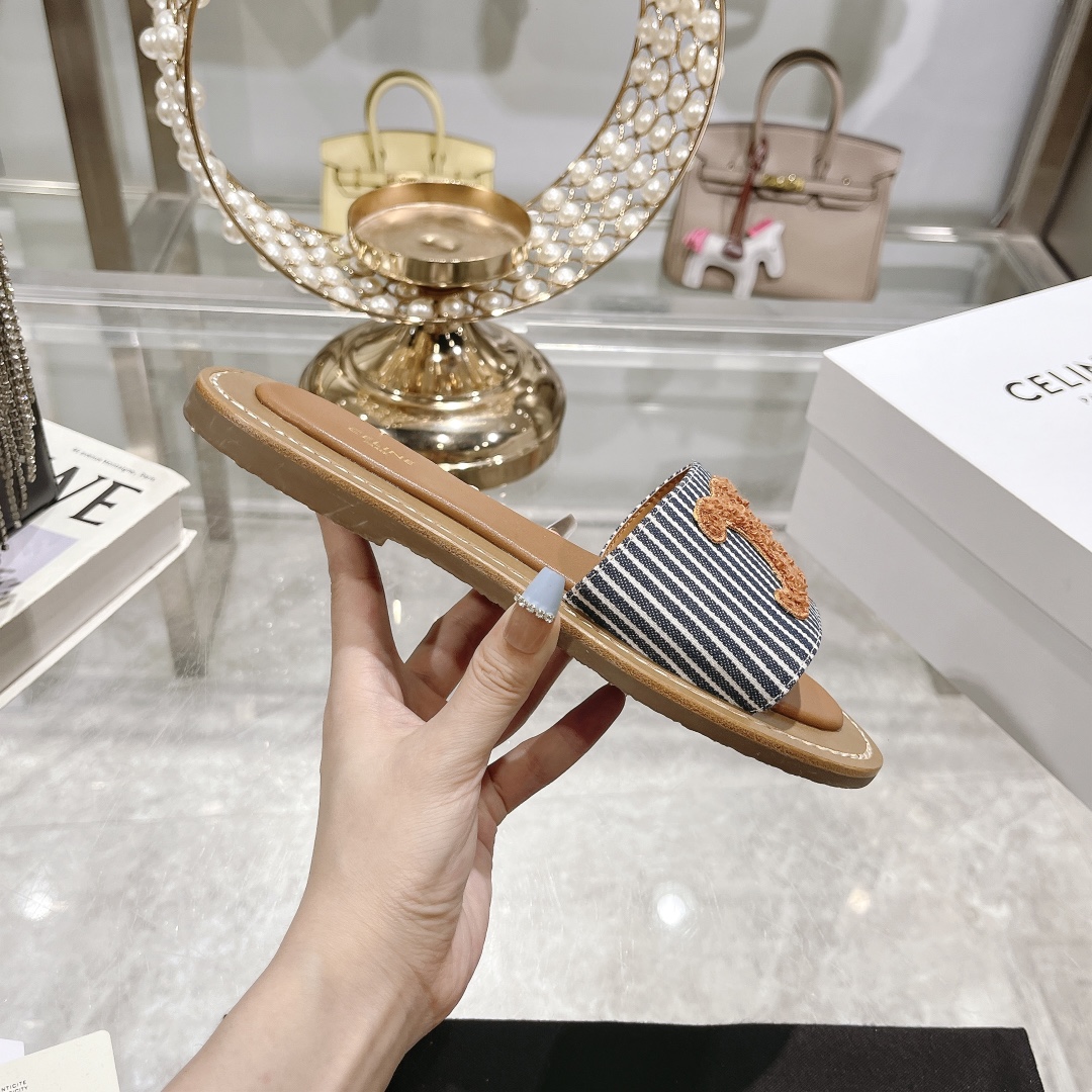 Celine 2025 Spring/Summer New Embroidered Beach Sandals Comfortable and Stylish 6 i1717261820 4466 4