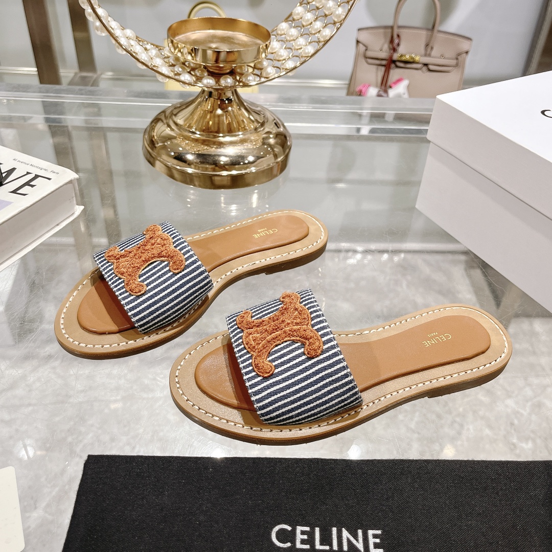 Celine 2025 Spring/Summer New Embroidered Beach Sandals Comfortable and Stylish 4 i1717261820 9445 5