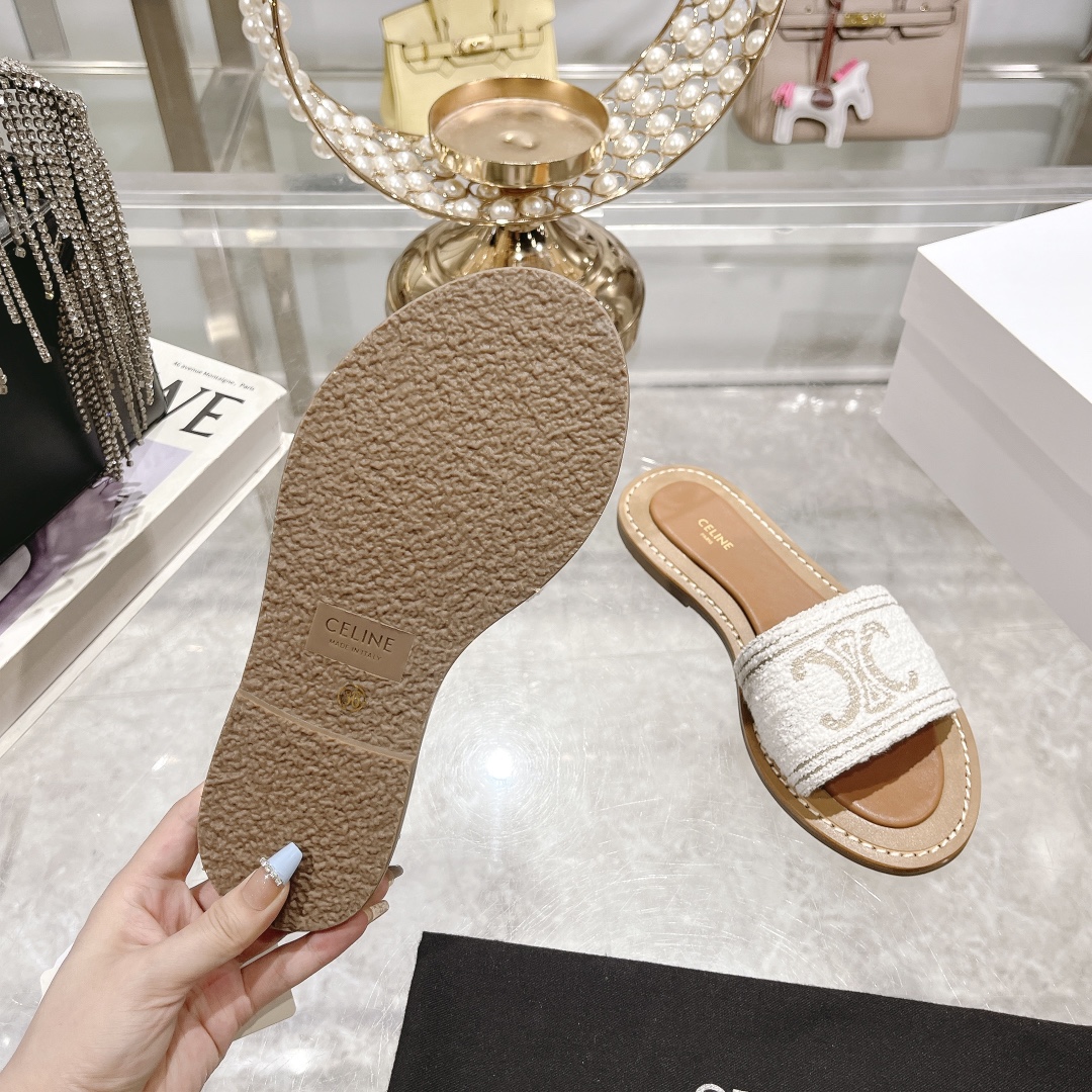 Celine 2025 Spring/Summer Women's Embroidered Logo Beach Slides 9 i1717261872 3524 8