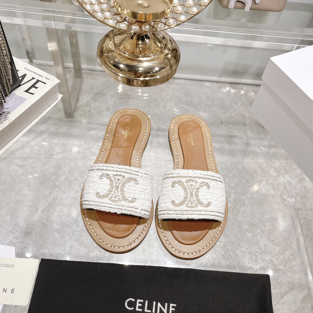 Celine 2025 Spring/Summer Women's Embroidered Logo Beach Slides 2 i1717261872 7550 6