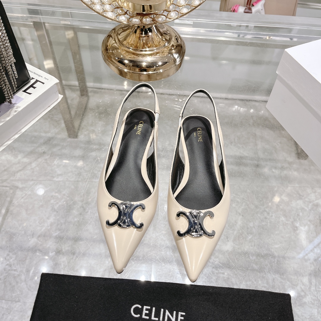 Celine High Heel Pumps Sandals Single Layer Shoes Best AAA+
 Cowhide Genuine Leather Sheepskin Vintage Wide Leg