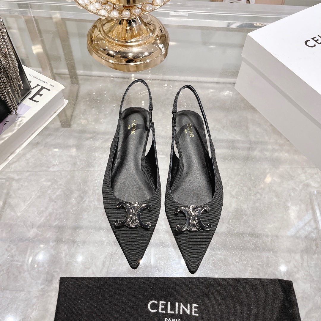 2023 Perfect Replica Designer
 Celine High Heel Pumps Sandals Single Layer Shoes Cowhide Genuine Leather Sheepskin Vintage Wide Leg