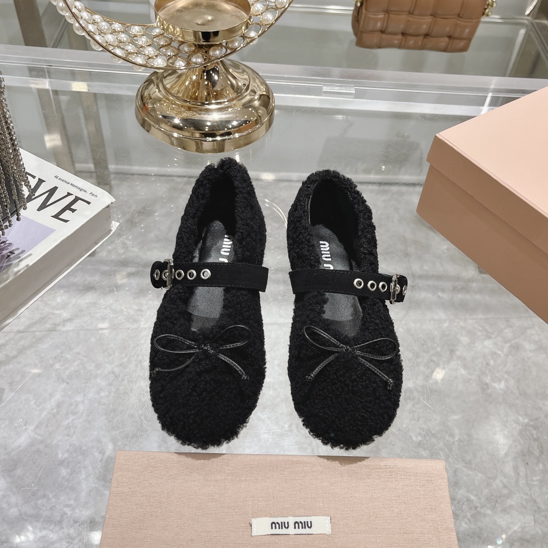 MiuMiu Loafers Einlagige Schuhe Baumwolle Wolle Herbst/Winter Kollektion